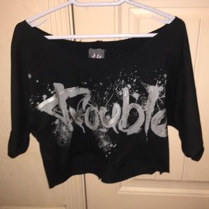 Black Graphic Cropped Top